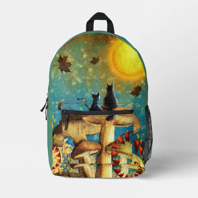 Mushroom Cats  Printed Backpack (Front)