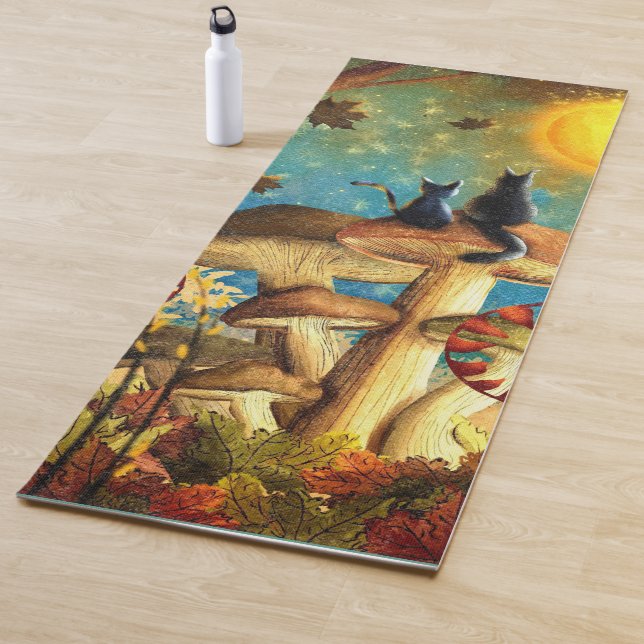 Mushroom Cats Solid Backside Yoga Mat (In Situ)