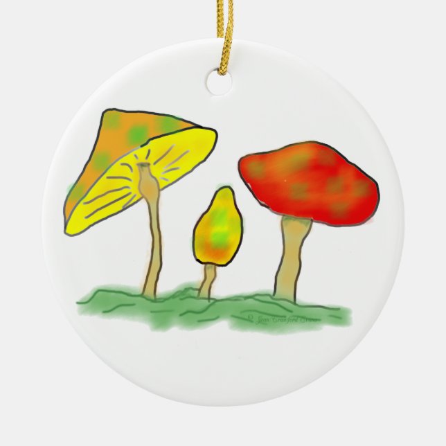 Mushroom Ceramic Ornament (Front)