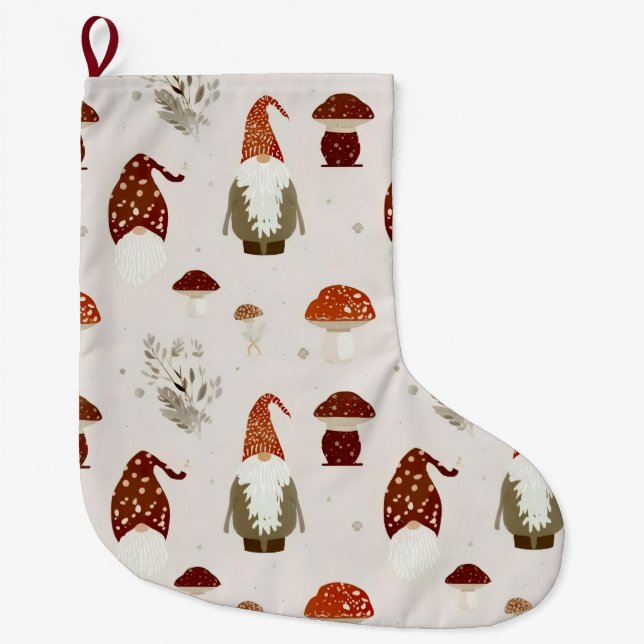 Mushroom christmas  large christmas stocking (Front)