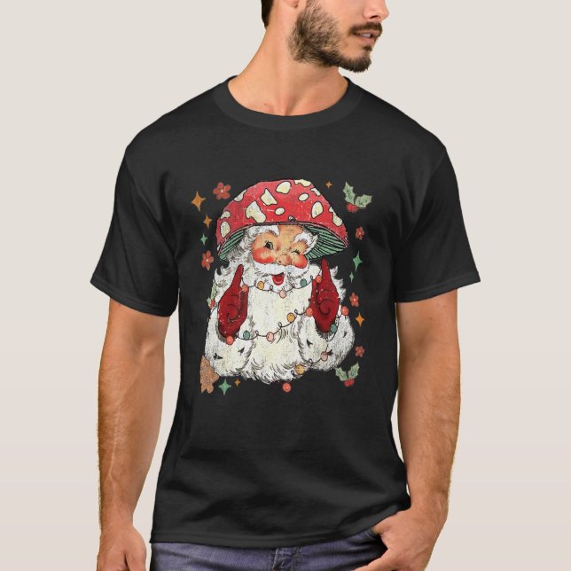 Mushroom Christmas Mushroom  Mushroom Santa Claus T-Shirt (Front)
