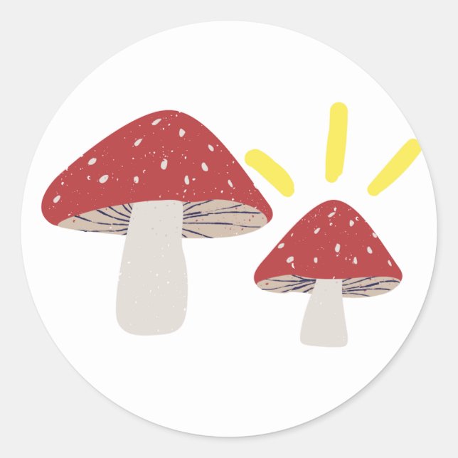Mushroom Classic Round Sticker (Front)