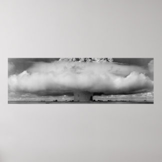 Mushroom cloud from an atomic bomb explosion poster