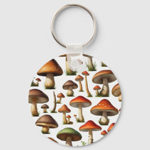 Mushroom Collection Pattern Design Keychain