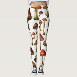 Mushroom Collection Pattern Design Leggings