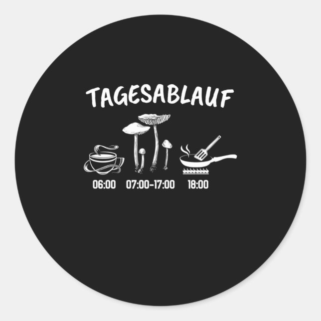Mushroom Collector Timetable Classic Round Sticker (Front)