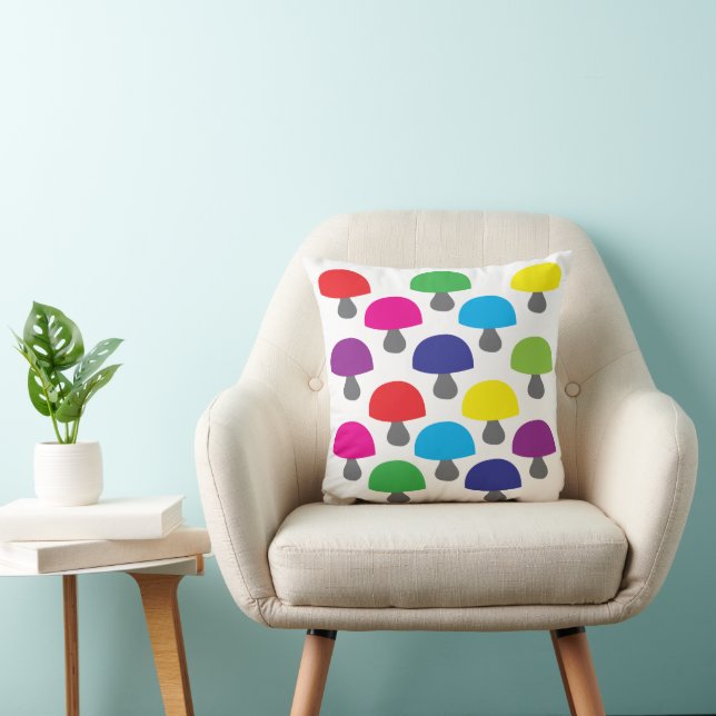 Mushroom Colourful Mushroom  Throw Pillow (Chair)