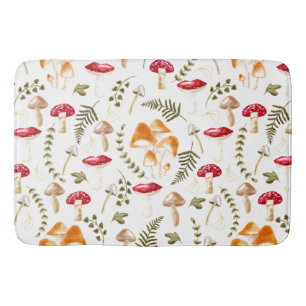 Mushroom   Cottagecore Aesthetic   Watercolor Bath Mat