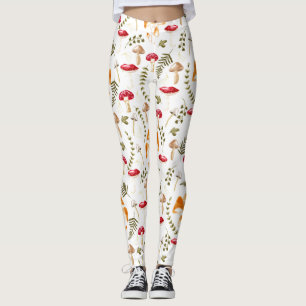 Mushroom   Cottagecore Aesthetic   Watercolor Leggings