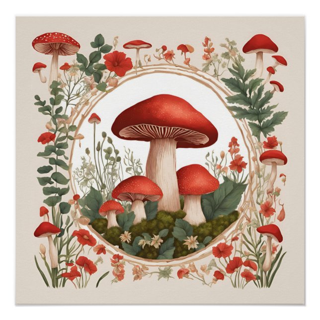 Mushroom Cottagecore Poster (Front)