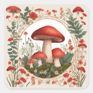 Mushroom Cottagecore Square Sticker