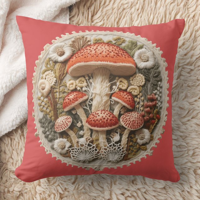 Mushroom Cottagecore Throw Pillow (Creator Uploaded)