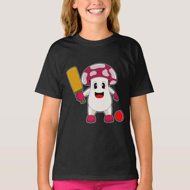 Mushroom Cricket Cricket bat T-Shirt (Front)