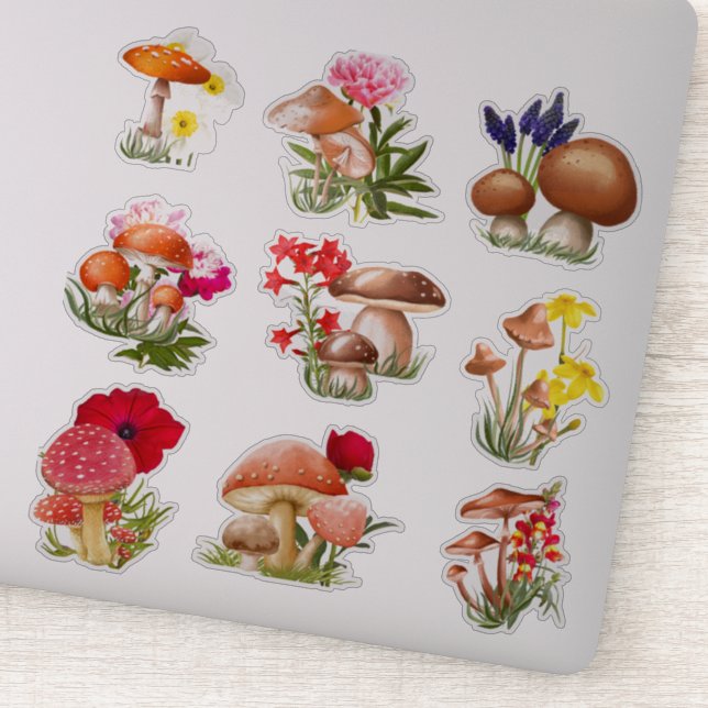 Mushroom Custom-Cut Vinyl Sticker (Detail)