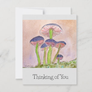 Mushroom design greeting card,"Thinking of You" Card