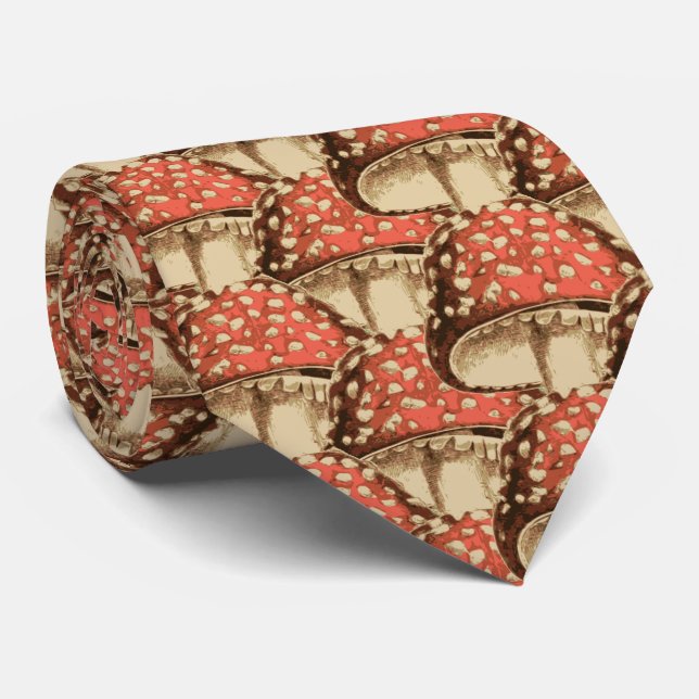 Mushroom Elegance - Vintage-Inspired Tie (Rolled)
