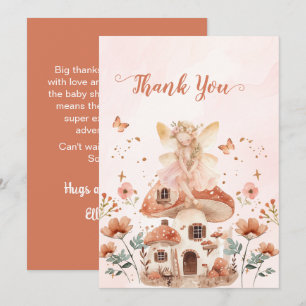 Mushroom Enchanted Forest Girl's baby shower Thank You Card