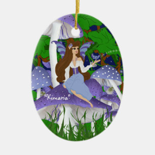 Mushroom Faery and Butterfly Ornament