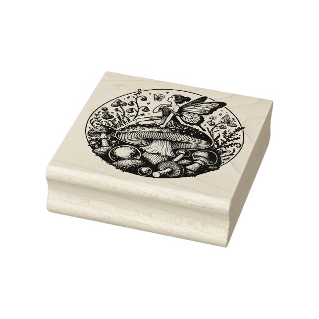 Mushroom Fairy Forest Fungus                       Rubber Stamp (Stamp)