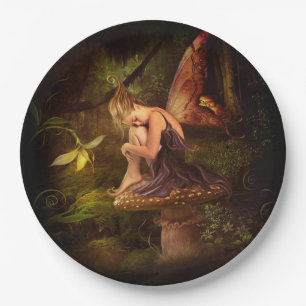 mushroom fairy paper plate
