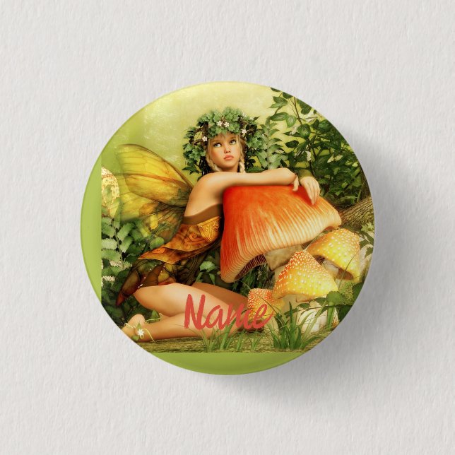 Mushroom fairy Thunder_Cove 1 Inch Round Button (Front)