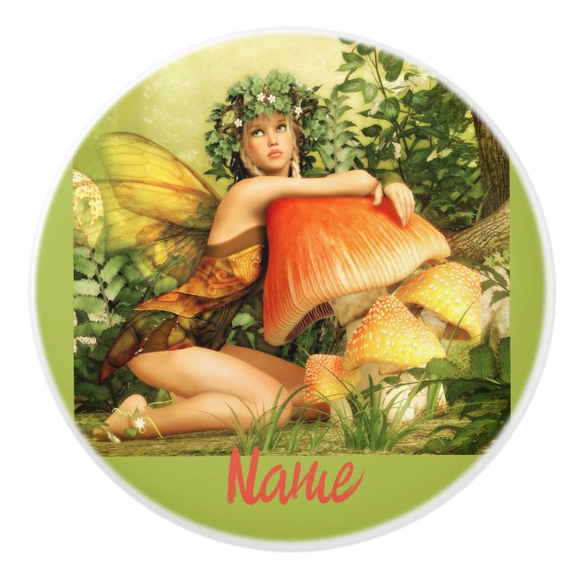 Mushroom fairy Thunder_Cove Ceramic Knob (Front)