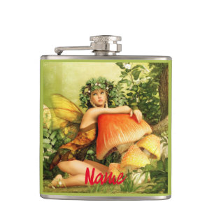 Mushroom fairy Thunder_Cove Hip Flask