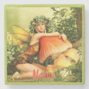 Mushroom fairy Thunder_Cove Stone Coaster