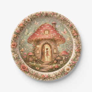 Mushroom Fairy Village Paper Plates