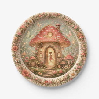 Mushroom Fairy Village Paper Plates