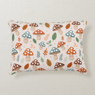 Mushroom, Fall foliage, Nature Patten  Accent Pillow
