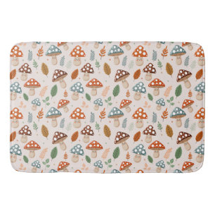 Mushroom, Fall foliage, Nature Patten Bath Mat