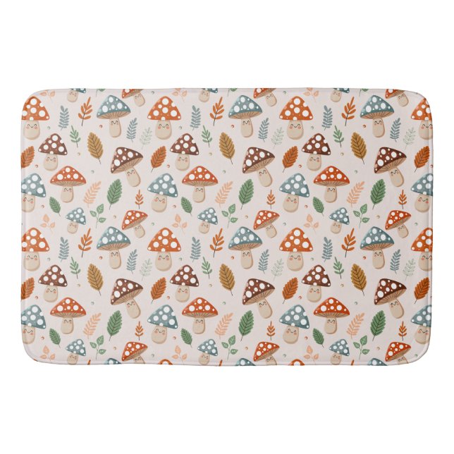 Mushroom, Fall foliage, Nature Patten  Bath Mat (Front)