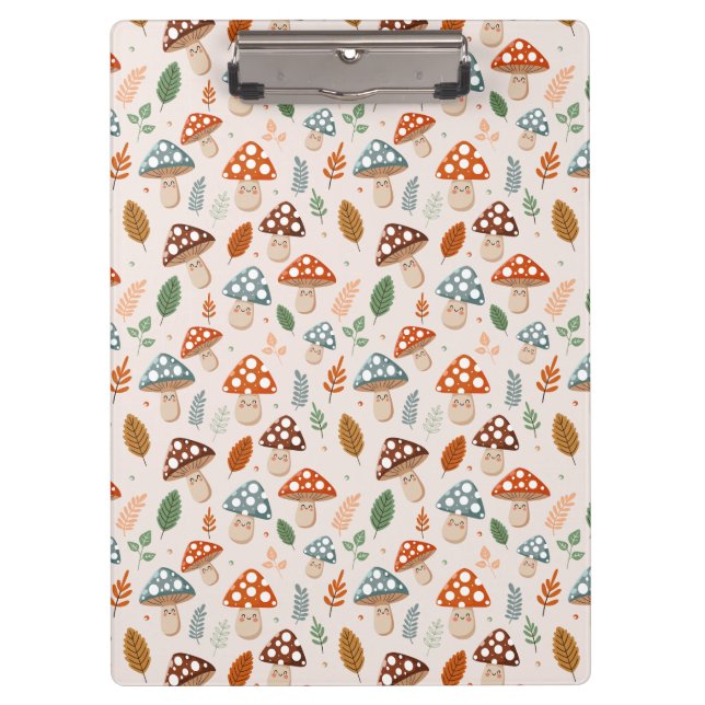 Mushroom, Fall foliage, Nature Patten  Clipboard (Front)