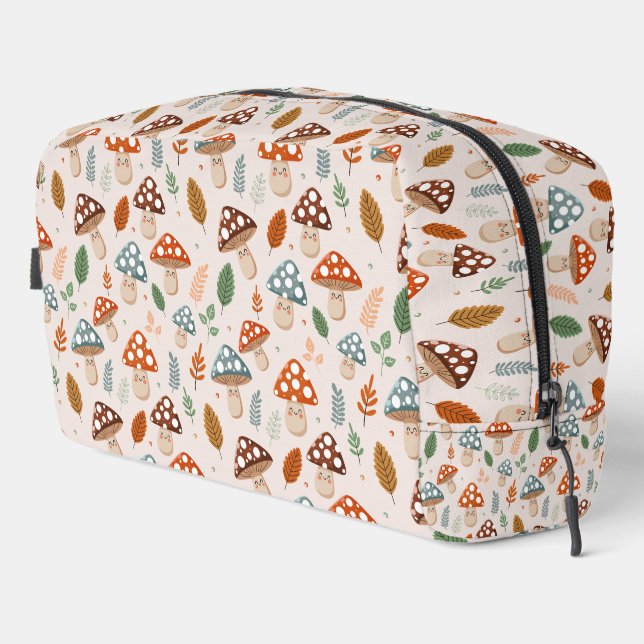 Mushroom, Fall foliage, Nature Patten  Dopp Kit (Right Corner)