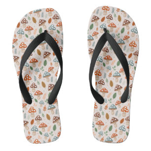 Mushroom, Fall foliage, Nature Patten  Flip Flops