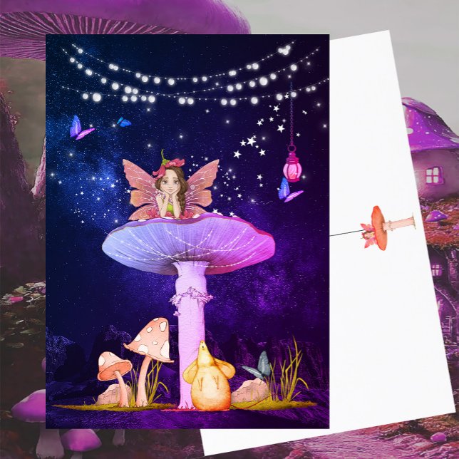 Mushroom Fantasy Fairy Magical Purple Postcard (Creator Uploaded)