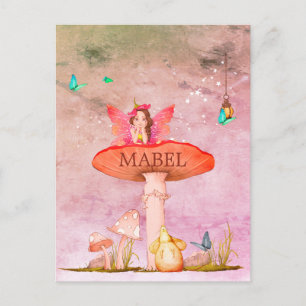 Mushroom Fantasy Fairy Mouse Decor Postcard