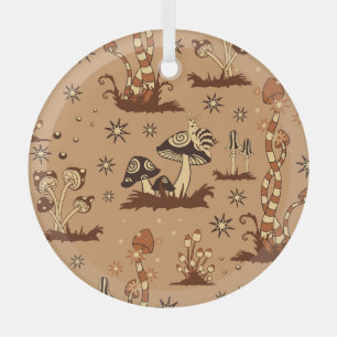 Mushroom fantasy, vintage forest wallpaper. glass ornament