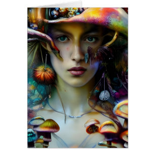 Mushroom Fantasy Woman All Occasions Blank Inside