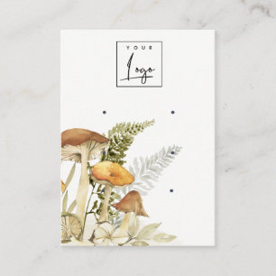 Mushroom Fern Foliage Logo 3 Earring Display Business Card