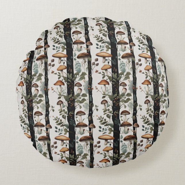 Mushroom Fields Round Pillow (Front)