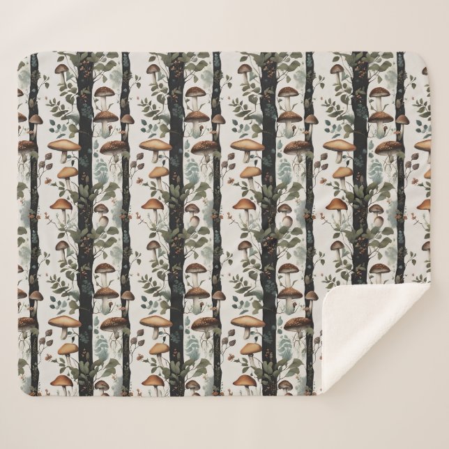 Mushroom Fields Sherpa Blanket (Front (Horizontal))