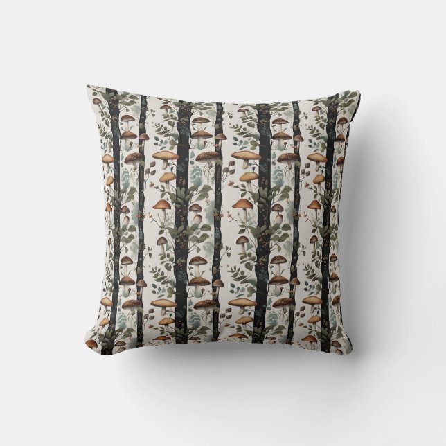 Mushroom Fields Throw Pillow (Front)