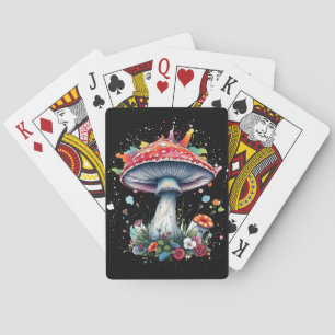 Mushroom Flowers Woodland Colourful Splash  Playing Cards