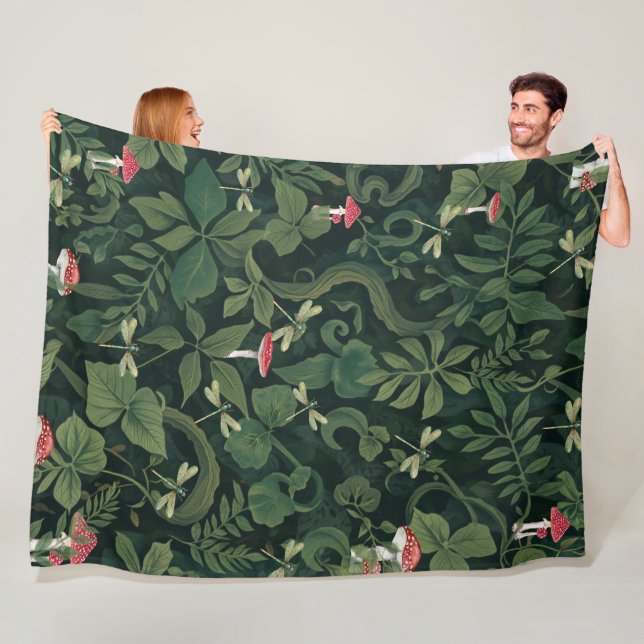 Mushroom Forest Blanket | Dark Green Botanical  (In Situ)