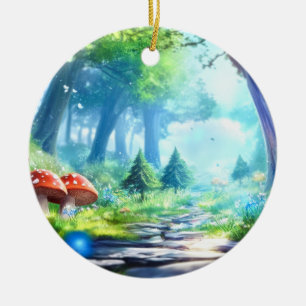 Mushroom Forest  Ceramic Ornament