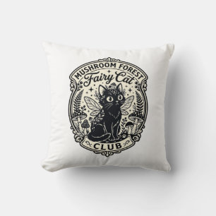 Mushroom Forest Fairy Cat Funny Cat Graphic - Mush Throw Pillow