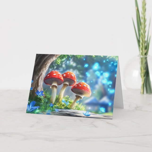 Mushroom Forest Fantasy Art Note Card (Front)