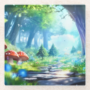 Mushroom Forest  Glass Coaster